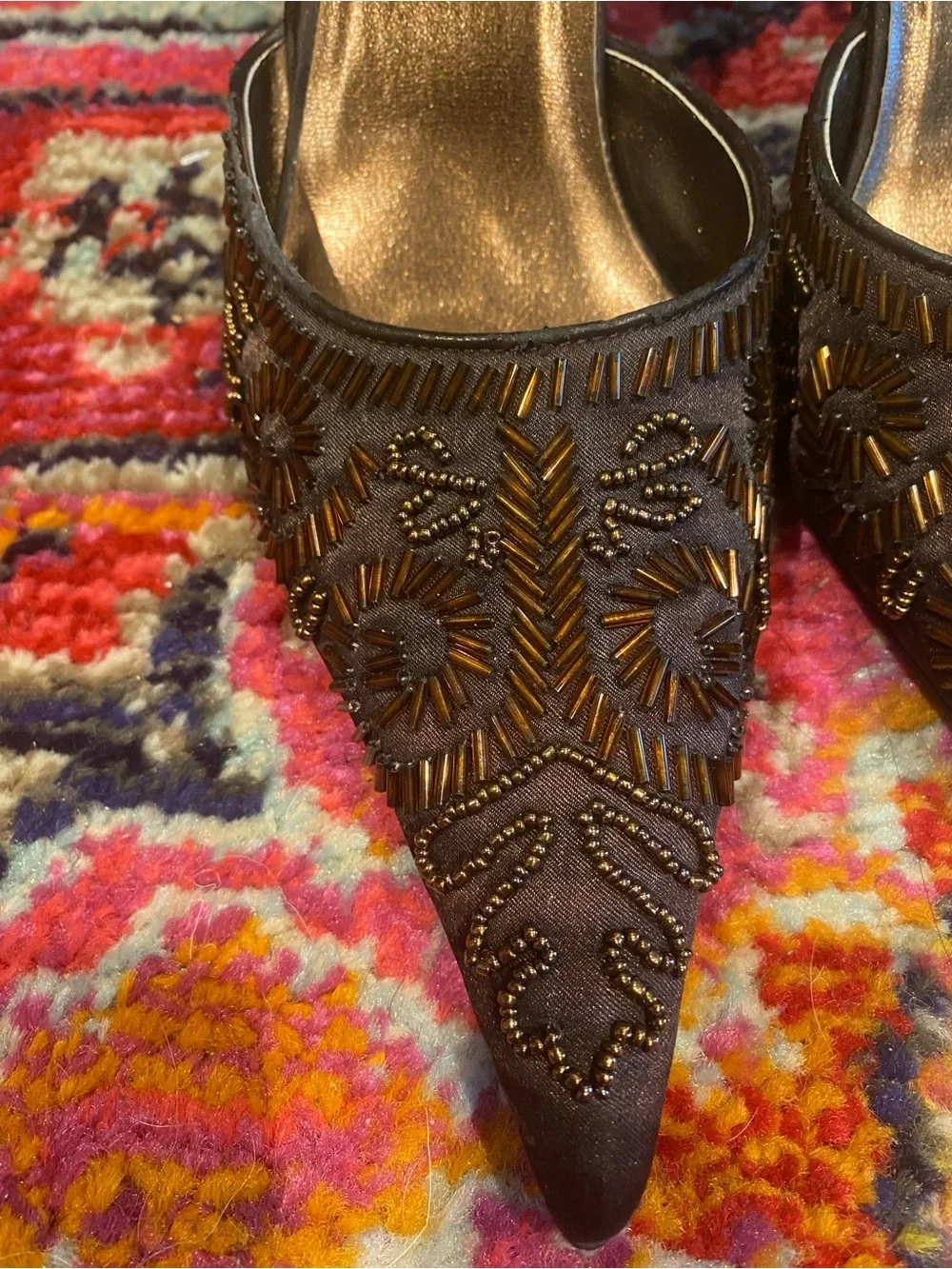 Vintage Passi Beaded Ankle Strap Heels